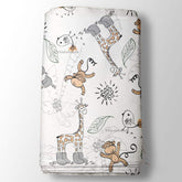 Giraffe & Monkey Black Cream Kids Baby Printed Fabric